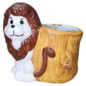 Vintage McCrory Corp Pottery Planters N' Things Ceramic Lion Planter Taiwan 87'